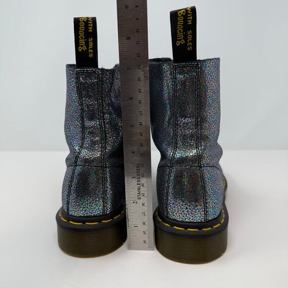 Dr Martens Boots Women's 7 Gray Metallic Iridescent Pascal AW004 SK06S - Picture 8 of 14
